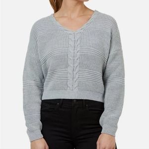 Numero Cropped Lace Up Sweater